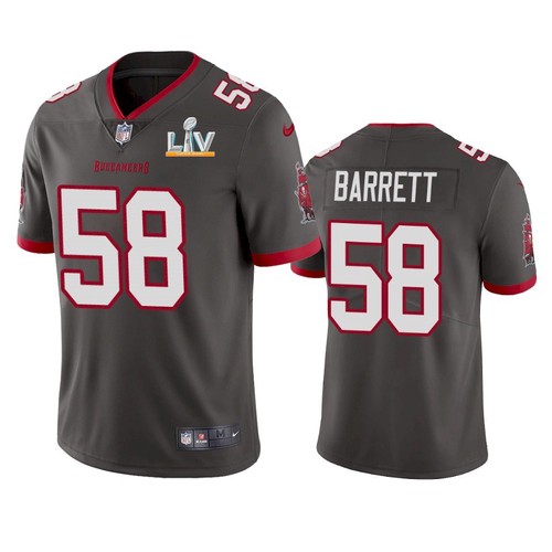 Men's Tampa Bay Buccaneers #58 Shaquil Barrett Grey NFL 2021 Super Bowl LV Limited Stitched Jersey Men's Tampa Bay Buccaneers #58 Shaquil Barrett Grey NFL 2021 Super Bowl LV Limited Stitched Jersey